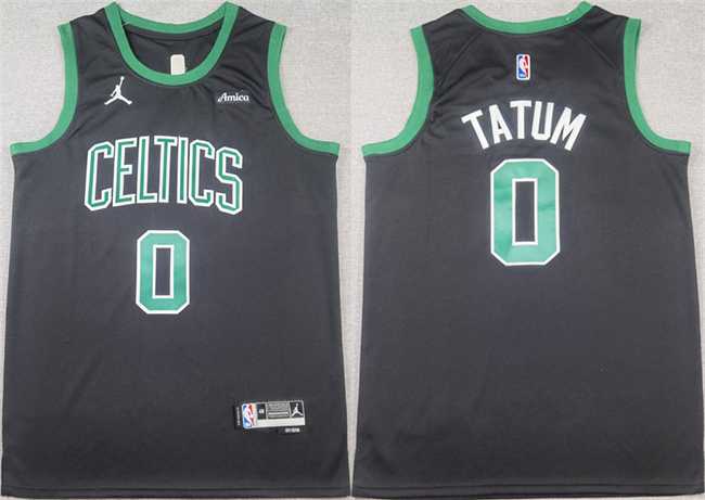 Mens Boston Celtics #0 Jayson Tatum Black Stitched Basketball Jersey->->NBA Jersey